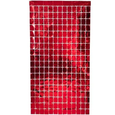 CORTINA METALICA CUADROS ROJO 91X244CM VMF---