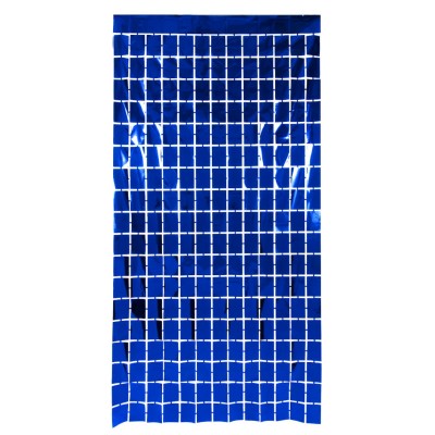 CORTINA METALICA CUADROS AZUL 91X244CM VMF---