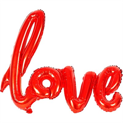 GLOBO VMF LETRERO "LOVE" CURSIVA (ROJO-ORO-PLATA-ROSA) 94X58CM