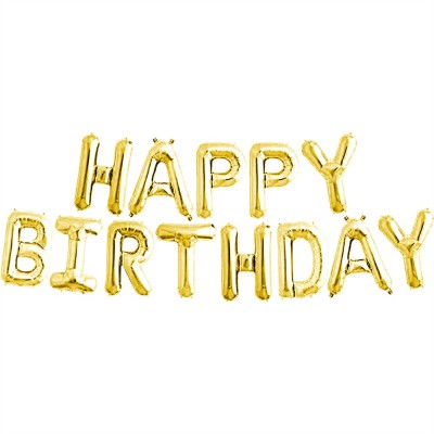 GLOBO VMF LETRERO HAPPY BIRTHDAY COLOR ORO