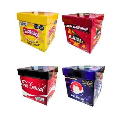 SET CAJAS CARTON FB CUBO (CUMPLE) BOTANA (ELIGE MEDIDAS)