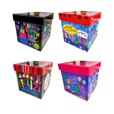 SET CAJAS CARTON FB CUBO (CUMPLE) COLORS (ELIGE MEDIDAS)