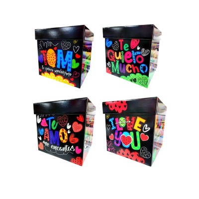 SET CAJAS CARTON FB CUBO (AMOR) LOVE BLACK (ELIGE MEDIDAS)