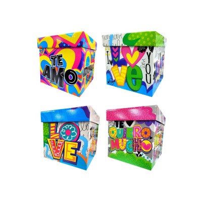 SET CAJAS CARTON FB CUBO (AMOR) COLORS LOVE (ELIGE MEDIDAS)
