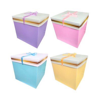SET CAJAS CARTON VMF CUBO LISTON COLOR PASTEL